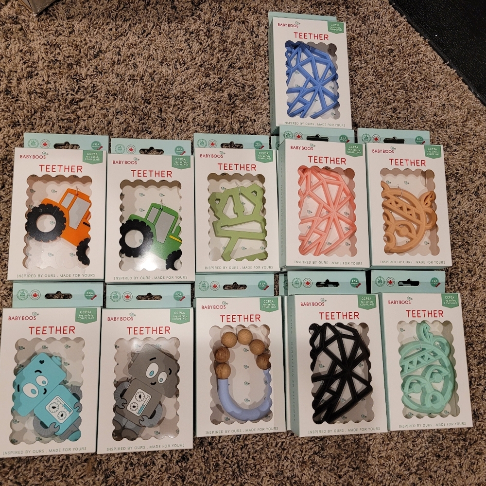 Baby Boos Baby Teethers - NWT - tractor, robot, bear, multicolor